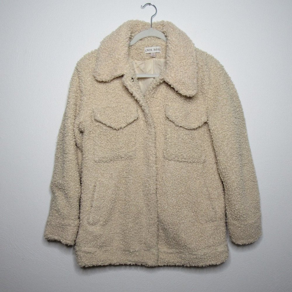Sherpa Teddy Jacket Beige Cream Size Small by KNOX ROSE